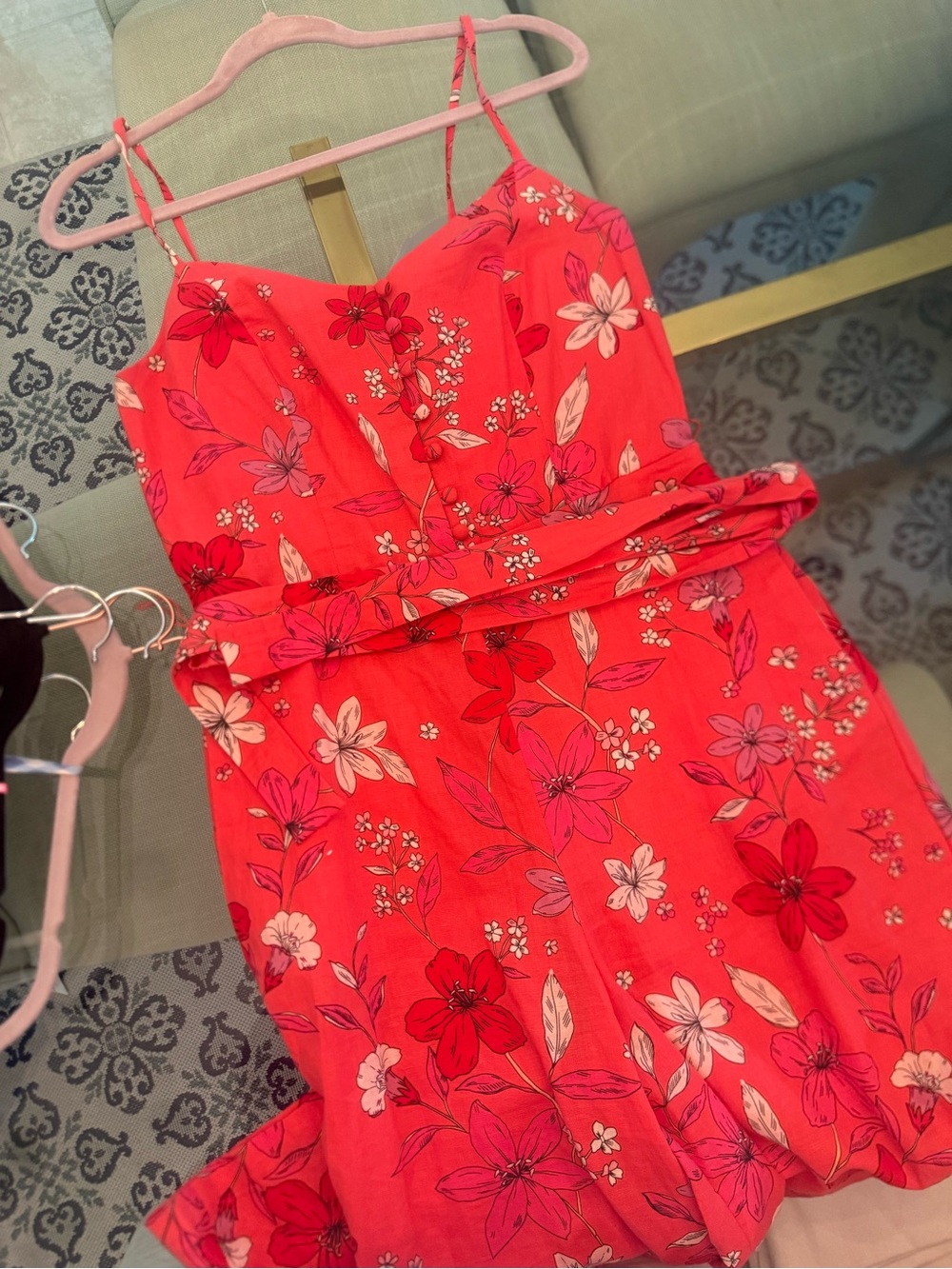 Banana Republic Coral Floral Spaghetti-Strap Jumpsuit